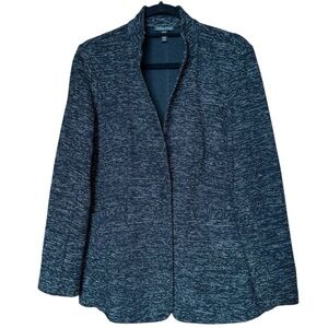 Eileen Fisher Black Tweedy Organic Cotton Knit Blazer Jacket Size Medium